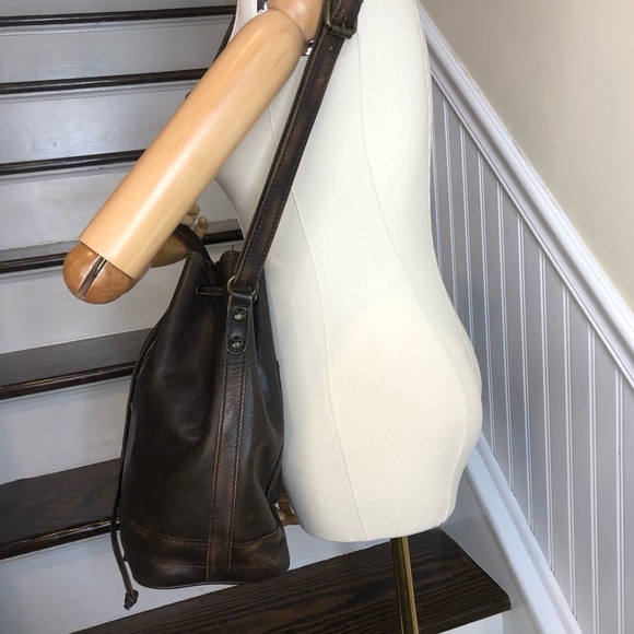 Patricia Nash Bags Patricia Nash Brown Leather Drawstring Bucket Bag Adjustable Shoulder